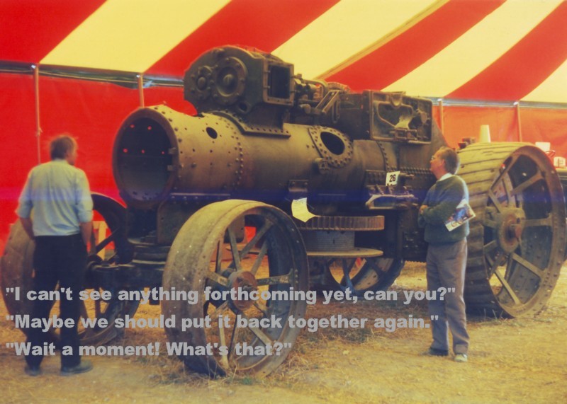 Dismantled Aveling ploughing engine